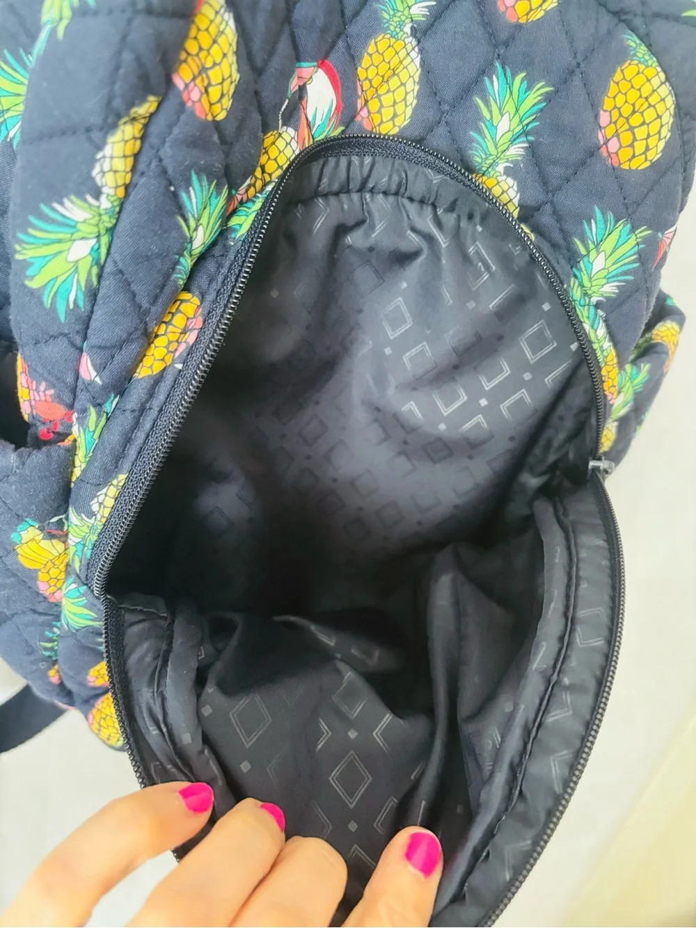 Vera Bradley Pineapple Crab Toucan Quilted Backpack + Matching Scarf Set